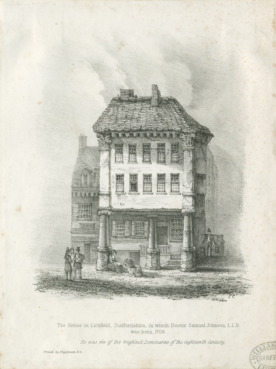 Lichfield – Dr. Johnson szülőhelye: litográfia, és [19. század] (nyomtatott) alkotó: School English
