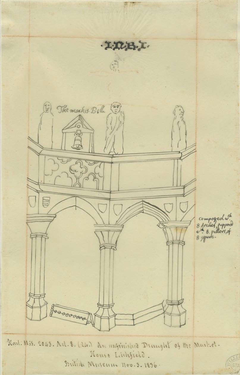 Lichfield – Market Place: nyomkövetés, 1836. november 3. (rajz) alkotó: School English