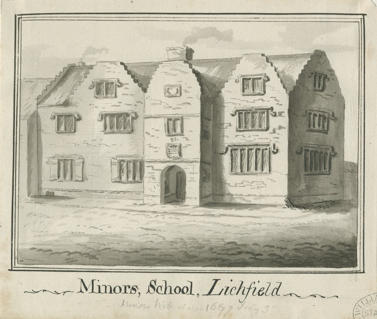 Lichfield - Kiskorúak Iskolája: szépia mosás rajz, és [?XVIII. század] (rajz) alkotó: School English