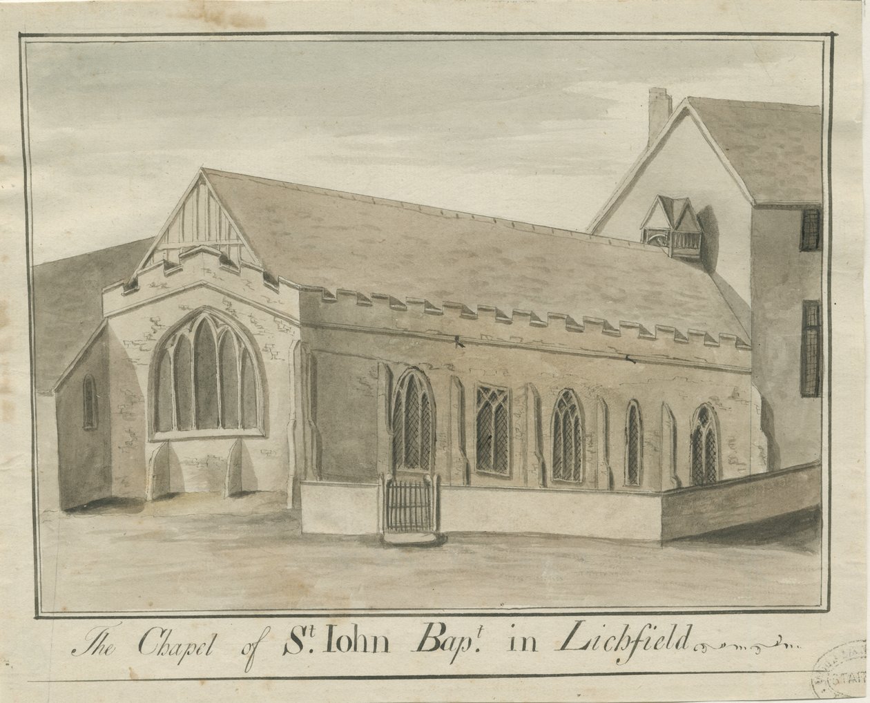 Lichfield - Szent János-kápolna: toll- és szépiarajz, nd [c 1770] (rajz) alkotó: School English