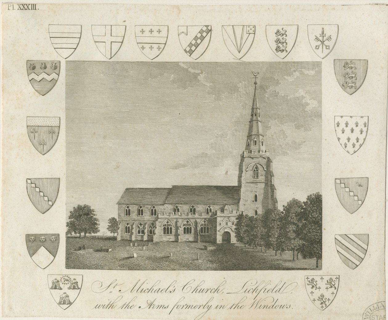 Lichfield - Szent Mihály-templom: metszet, és [?XVIII. század vége] (nyomtatás) alkotó: School English