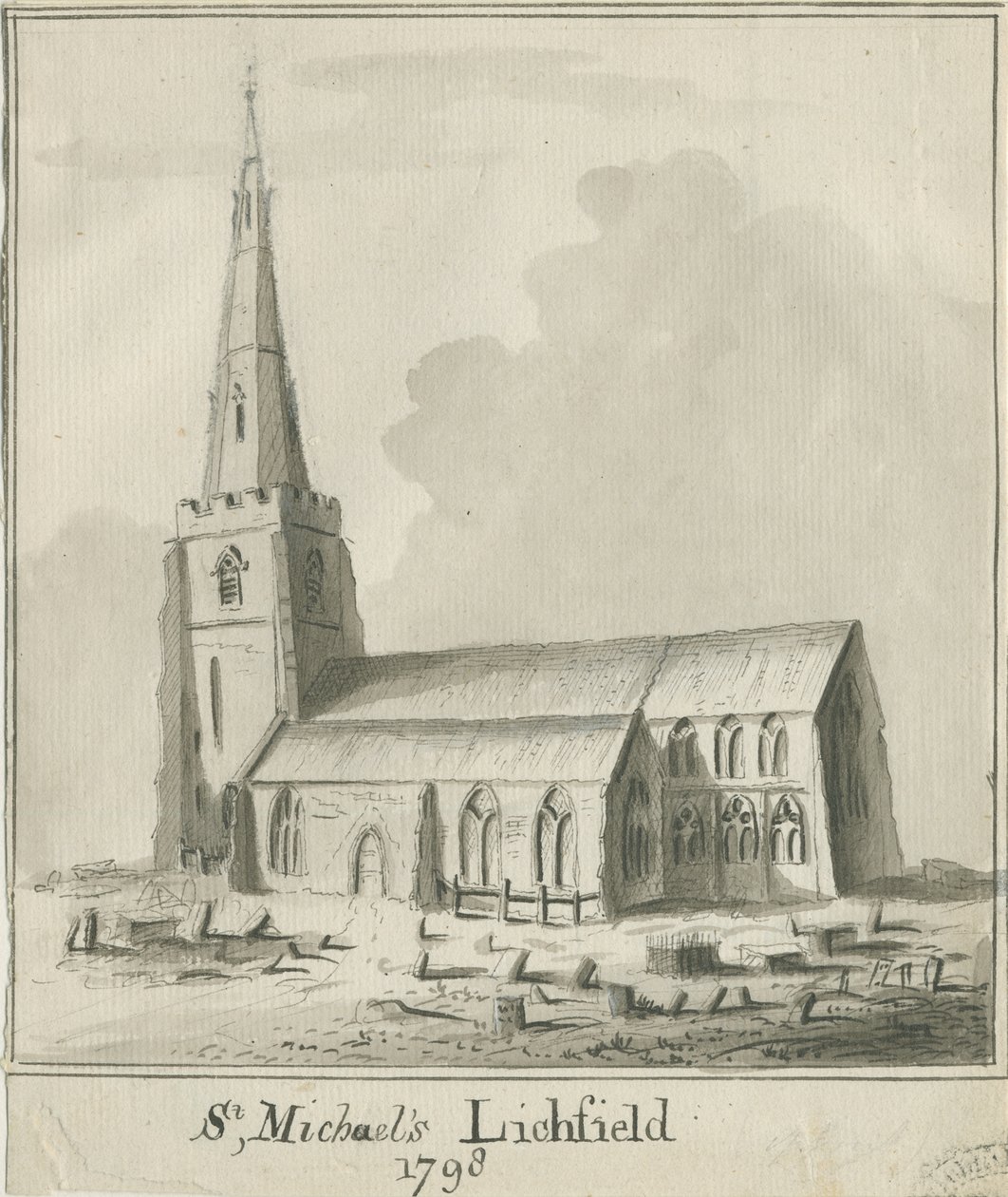 Lichfield - Szent Mihály templom: toll és szépia mosás rajz alkotó: School English