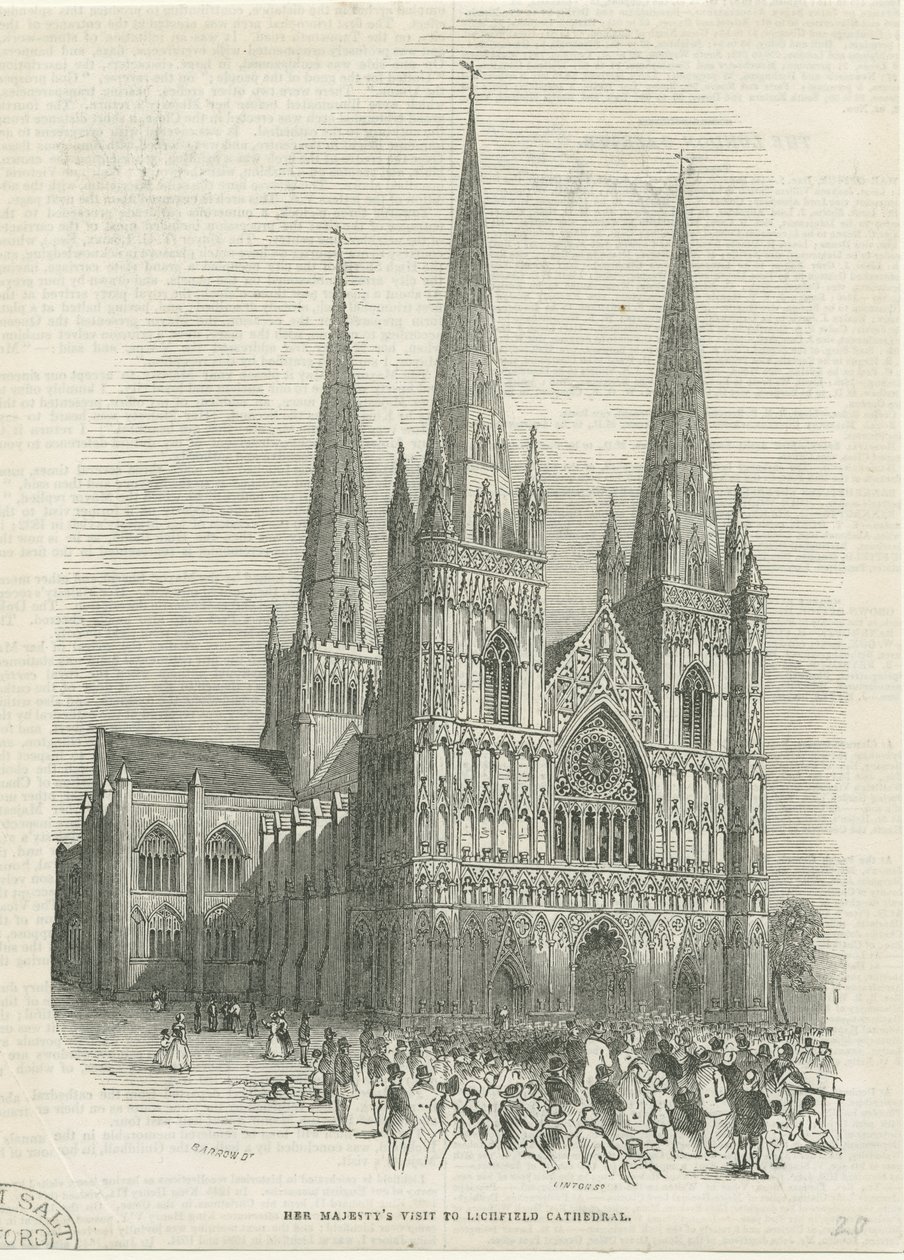 Lichfield katedrális – nyugati front: fametszet, nd [1843] (nyomtatás) alkotó: School English