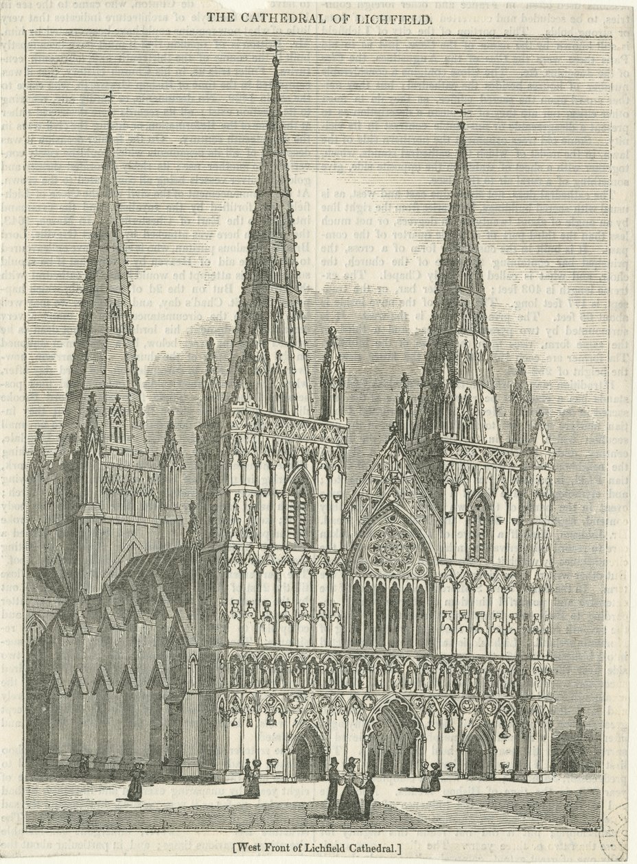 Lichfield katedrális – nyugati front: fametszet, és [?XIX. század] (nyomtatott) alkotó: School English