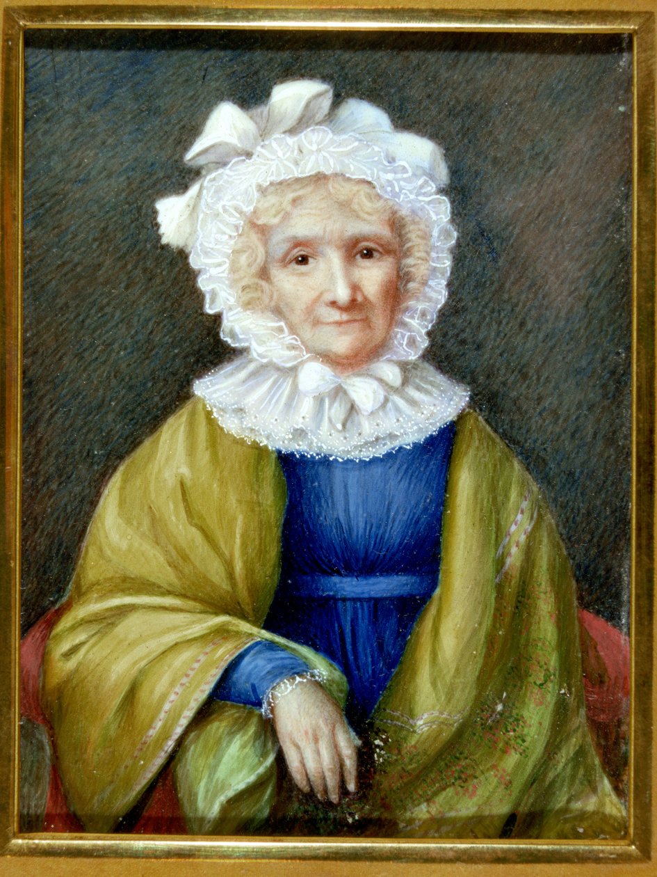 Hannah More miniatűr portréja (1745-1833 körül) (akvarell elefántcsonton) alkotó: School English