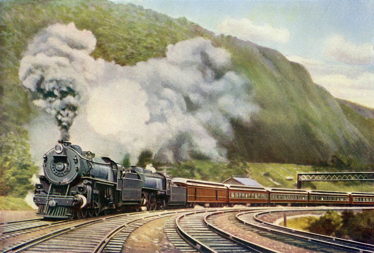 New York-Chicago-expressz, Harry Golding "The Wonder Book of Railways" című könyvéből (nyomtatás) alkotó: School English