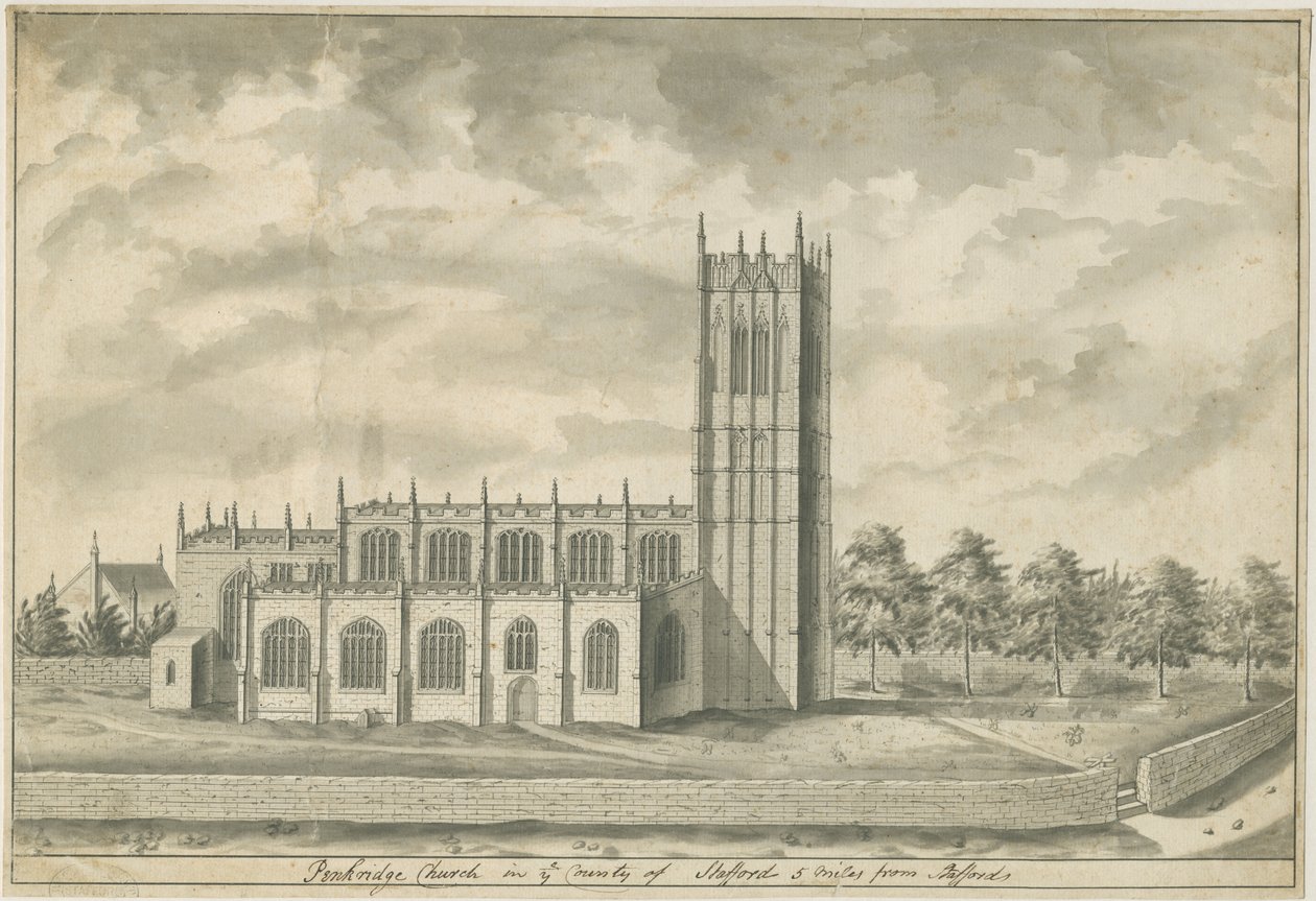 Penkridge Church: toll- és mosórajz, nd [18. század vége] (rajz) alkotó: School English