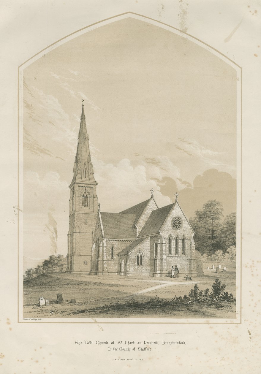 Pensnett Church – „Szent Márk templom”: színezett litográfia, és [ (nyomtatás) alkotó: School English