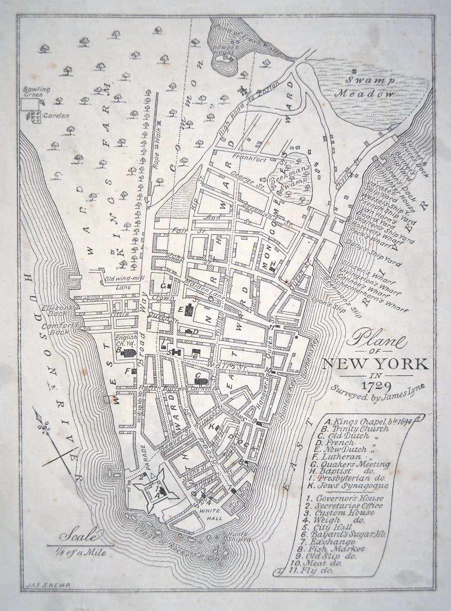 New York terve 1729-ben (litho) alkotó: School English