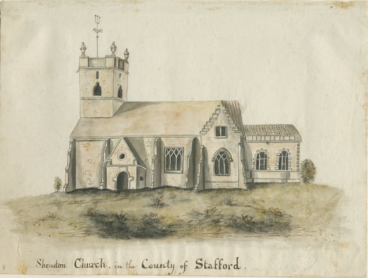 Shenstone templom: akvarell festmény, nd [1769] (festmény) alkotó: School English