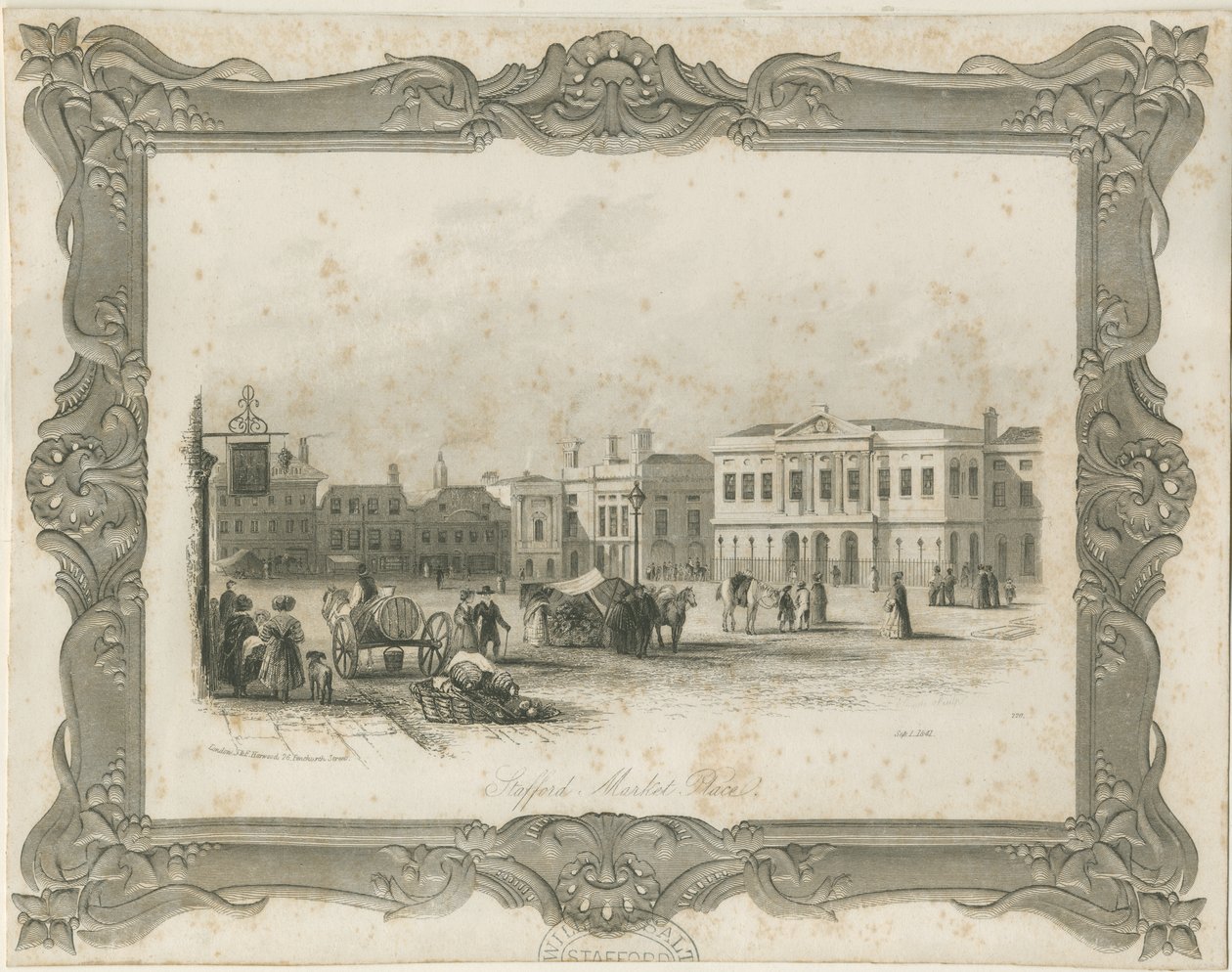 Stafford – Market Place: metszet, nd [c 1841] (nyomtatás) alkotó: School English