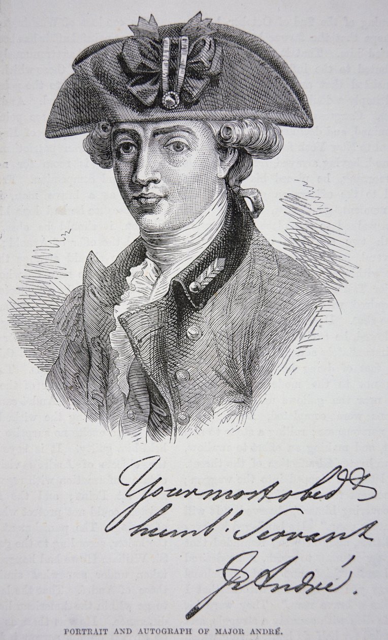 John Andre őrnagy portréja és autogramja (litho) alkotó: School English