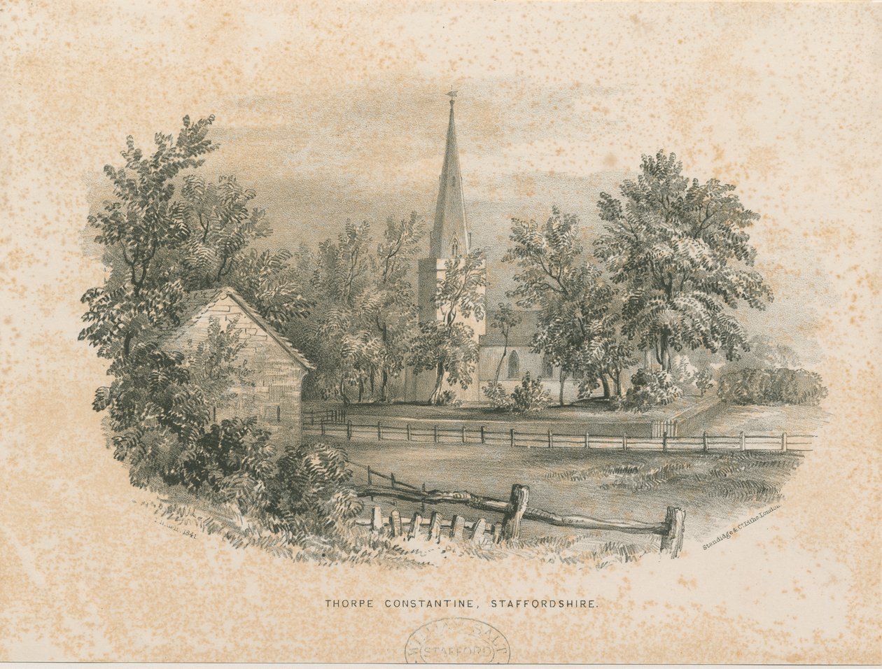 Thorpe Constantine templom: litográfia (matricás) alkotó: School English