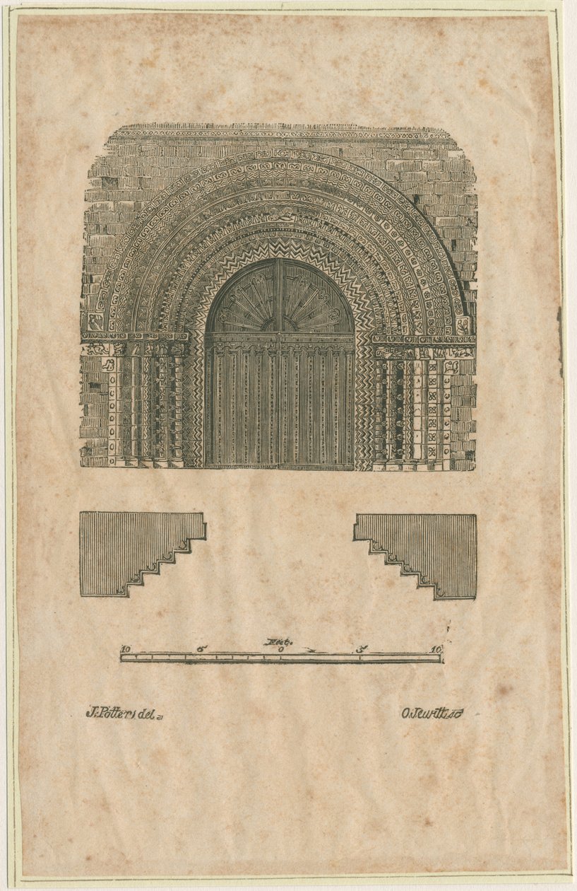 Tutbury Priory Church - West Doorway: woodcut engraving, nd [?early 19th cent] (print) alkotó: School English