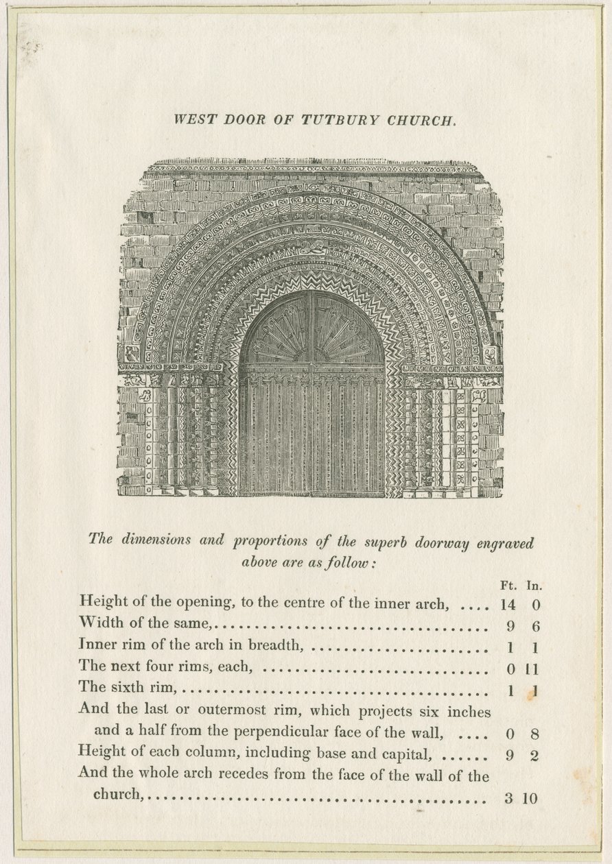 Tutbury Priory Church: West Doorway: metszet, nd [c 1832] (nyomtatás) alkotó: School English