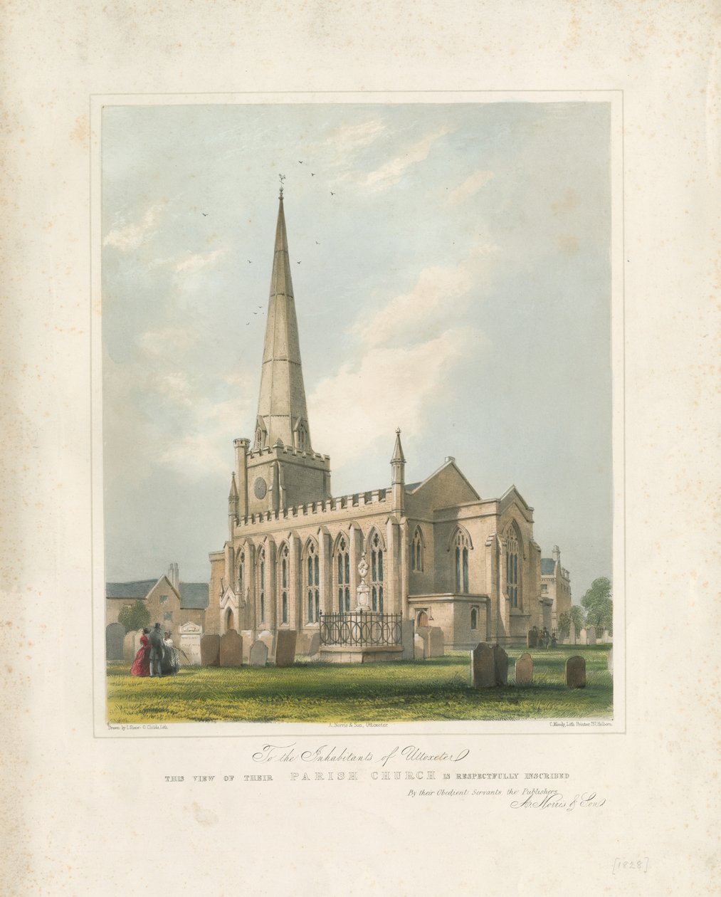 Uttoxeter templom [Új]: festett litográfia, nd [c 1828] (nyomtatás) alkotó: School English