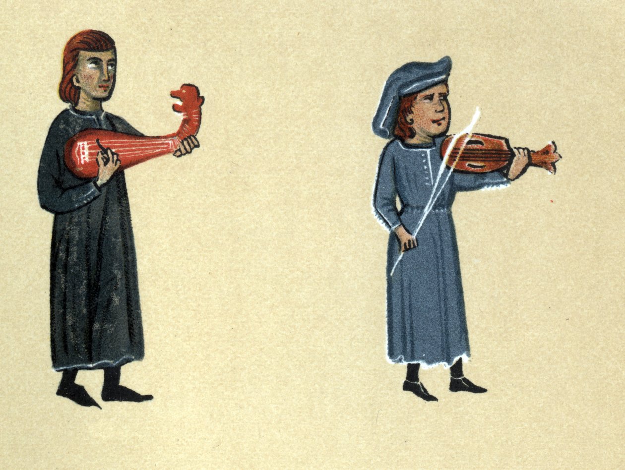 Egy trubadúr a középkorból, illusztráció Hermann Suchier "Histoire de la Literature Francaise" című művéből. alkotó: School French