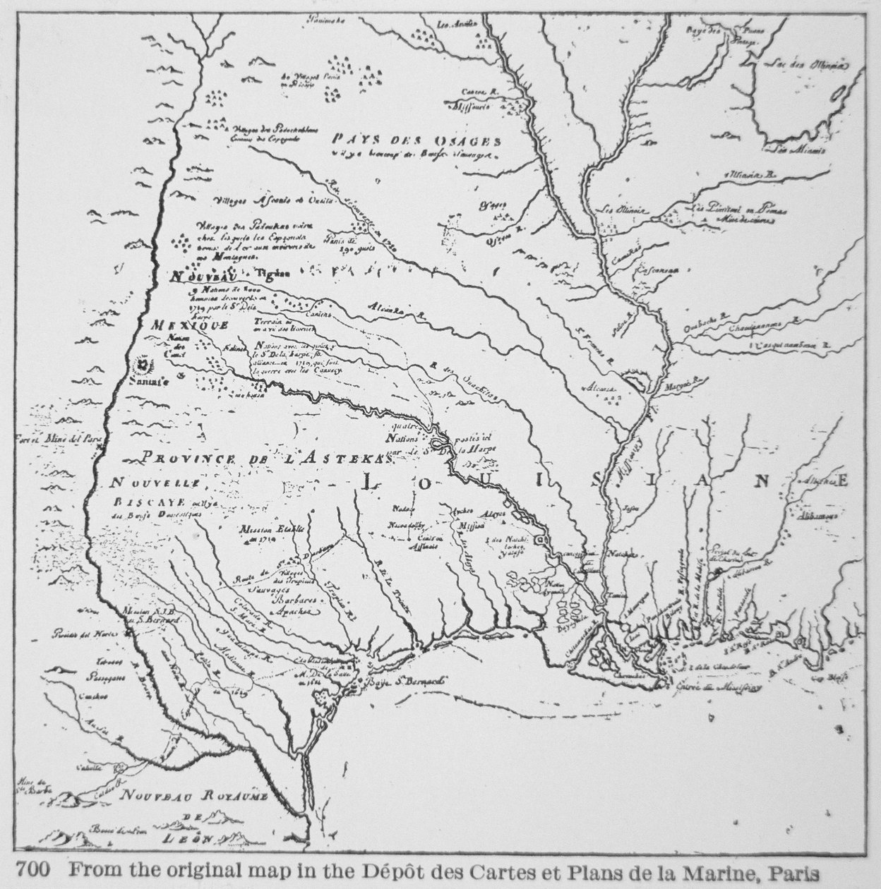 Gyarmati Amerika: Louisiana térképe, Új-Franciaország (litho) alkotó: School French