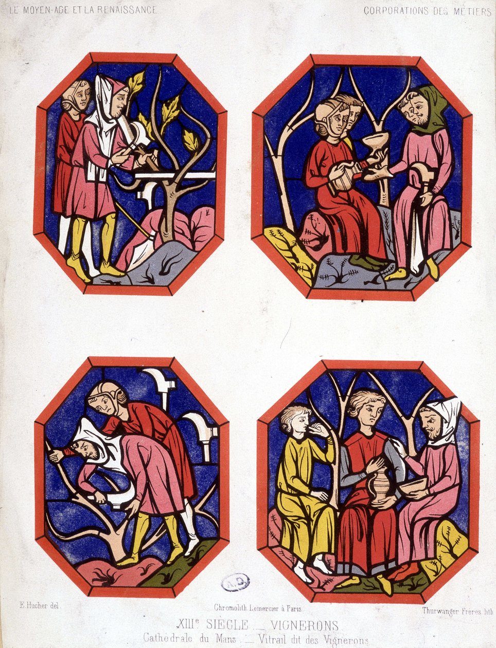Corporation des vignerons - a Cathedrale du Mans borászainak ólomüvege alkotó: School French
