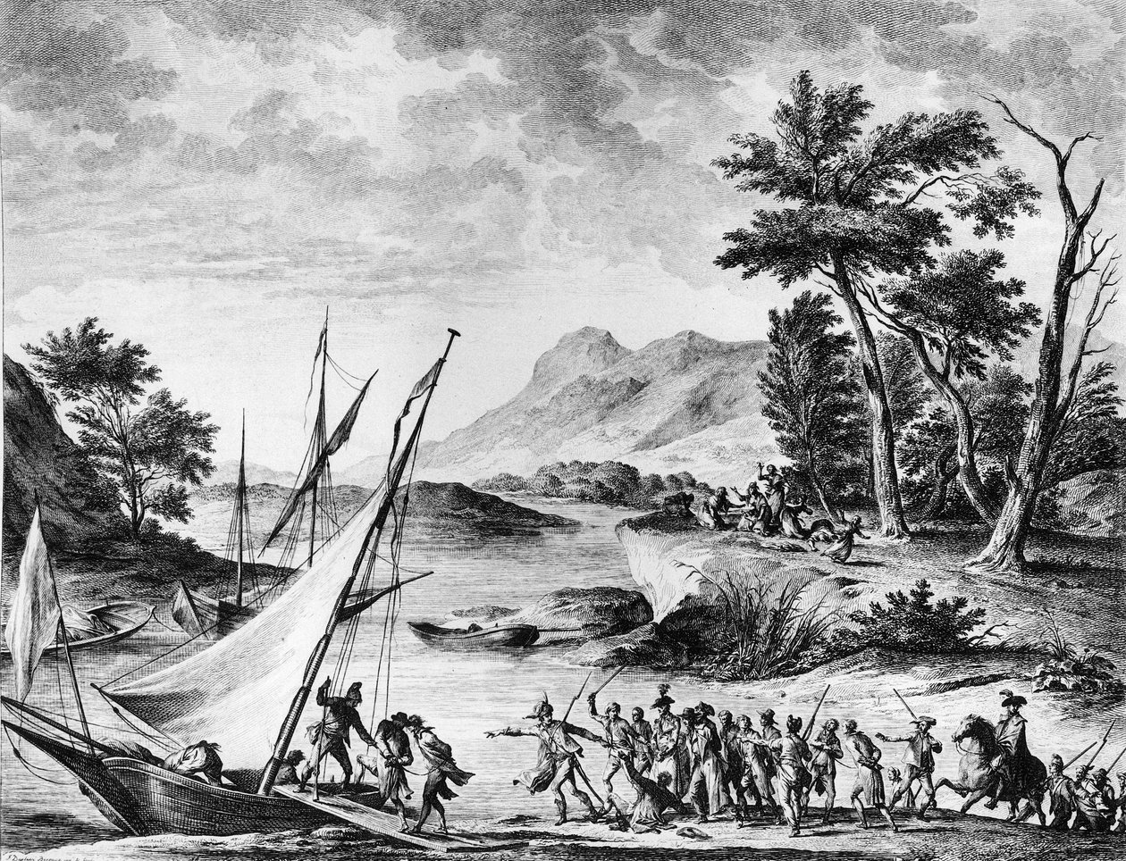 Francia forradalom: Charles Louis Huguet de Semonville (1759-1839) és Hugues Bernard Maret (1763-1839) francia nagykövet letartóztatása Novate-ban 1793. július 25-én. Metszet és rajz: Duplessi - Bertaux. Párizs, a Revolu Történeti Intézetének Könyvtára alkotó: School French