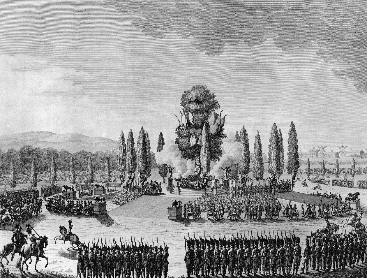 Francia forradalom: Republikánus fete des Victoires au Champs de Mars Párizsban a 10. Prairial An IV-en (május 29. alkotó: School French