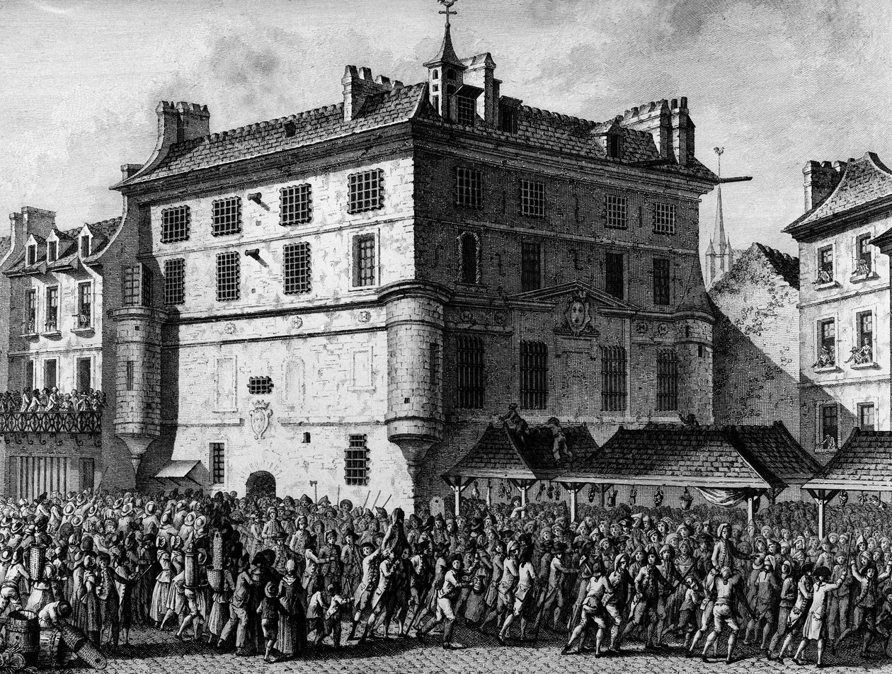 Francia forradalom: A párizsi Saint Germain des Pres-i apátság börtönének francia gárdája június 30-án alkotó: School French
