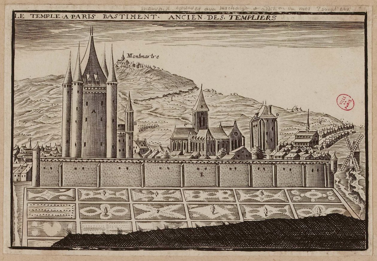 A párizsi templom, a templomosok egykori épülete (metszet) alkotó: School French