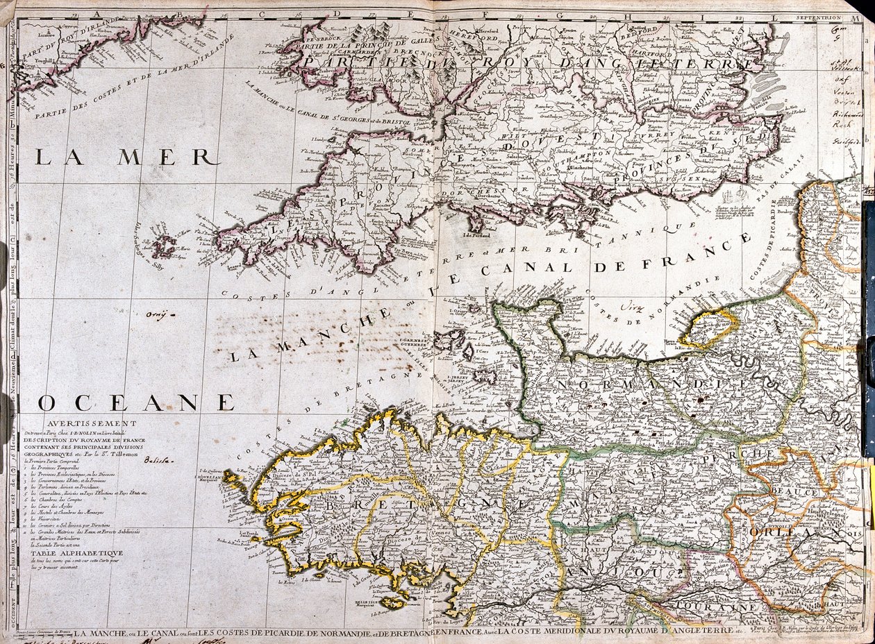 A franciaországi „Basse-Normandia” régió térképe (litho) alkotó: School French