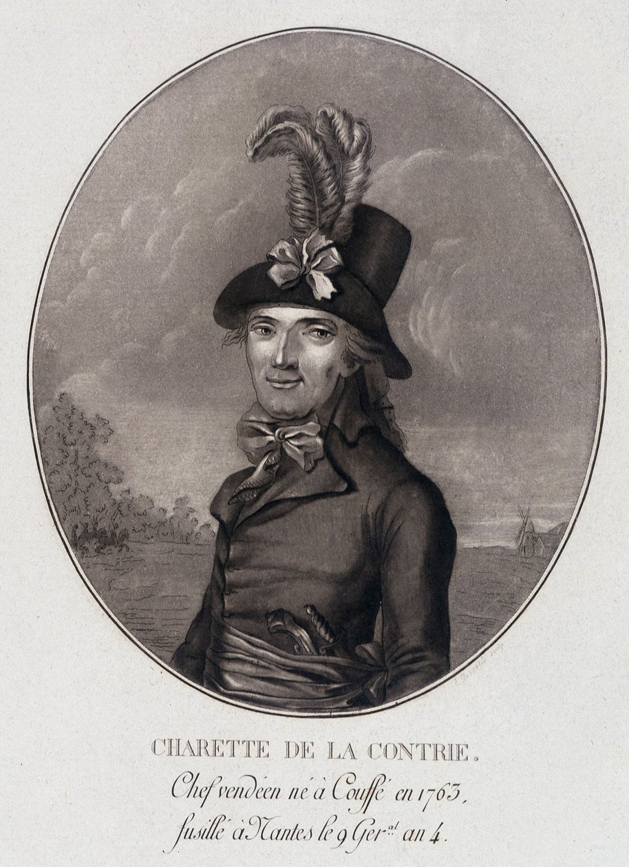 Francois Athanase (Francois-Athanase) Charette de la Contrie, Vendéen főnökének medálportréja alkotó: School French