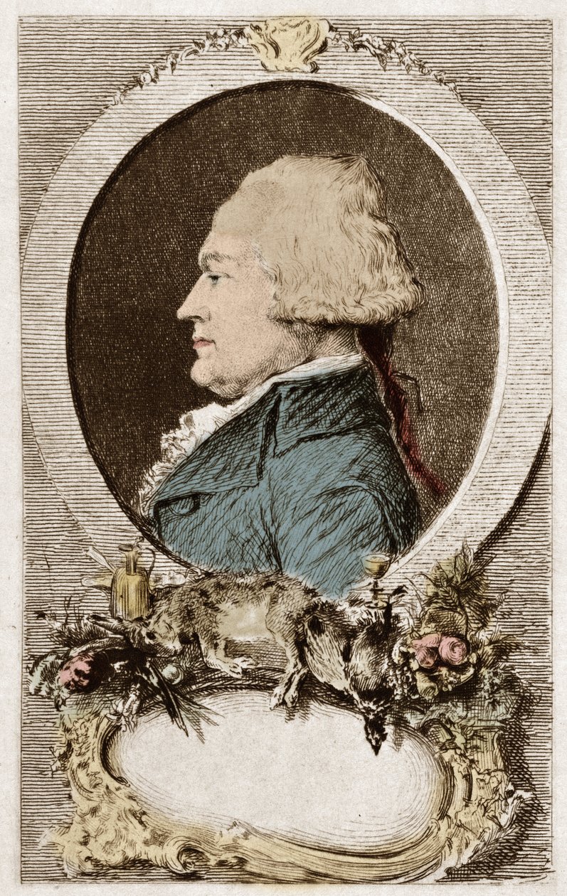 Anthelme Brillat Savarin (Brillat-Savarin) bíró portréja, a harmadik állam helyettese, francia gasztronómus és író alkotó: School French