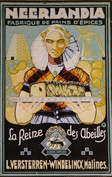 „Neerlandia” mézeskalácsot reklámozó plakát, 1900 körül (színes litó) alkotó: School French