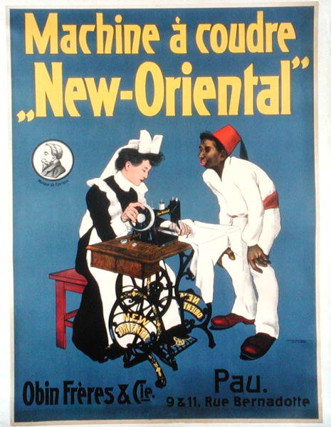 Az Obin Freres & Co. által készített „New Oriental” varrógépet hirdető plakát (színes litó) alkotó: School French