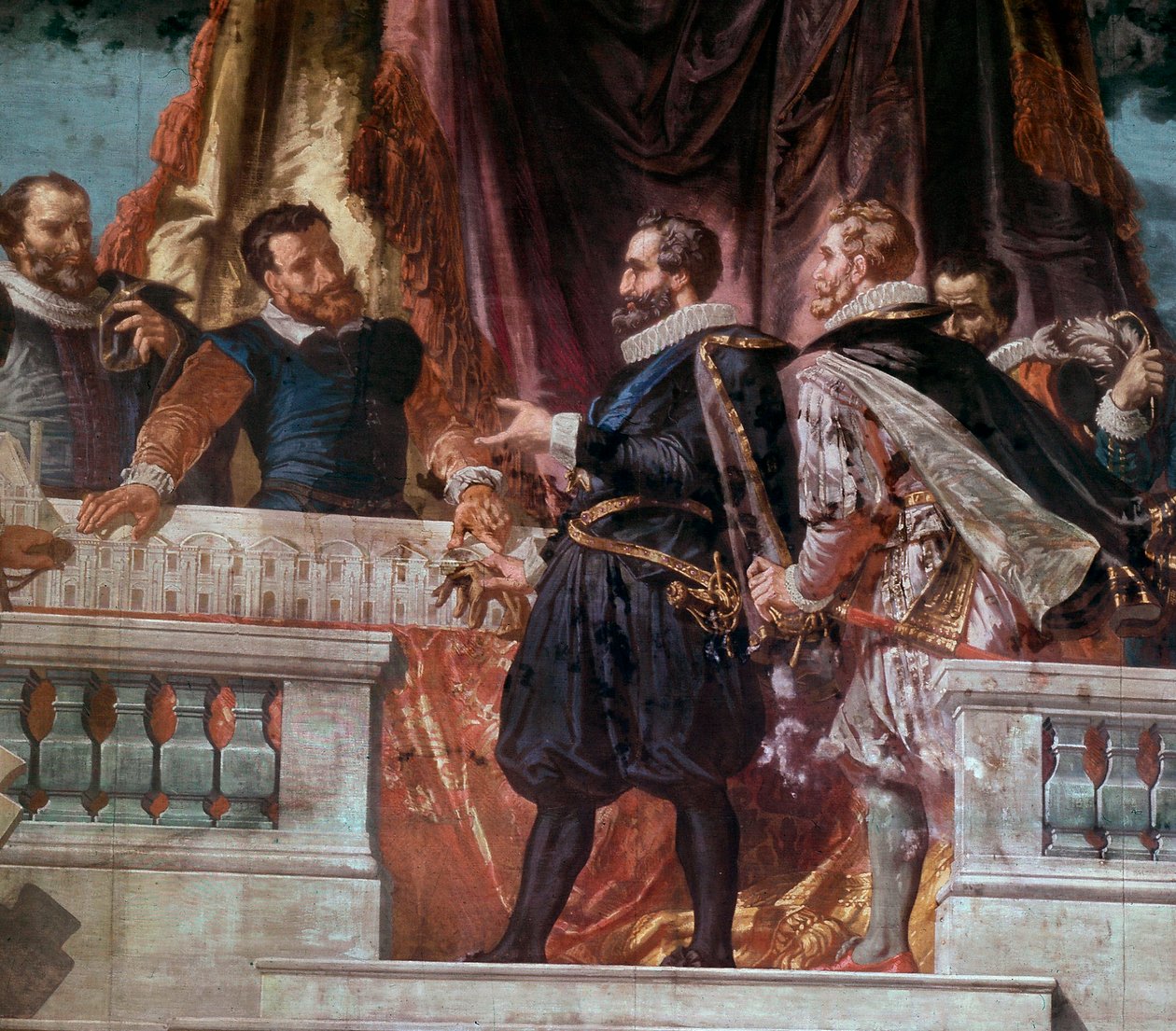 A Louvre szárny terveinek bemutatása IV. Henrik királynak (1553-1610) IV. Henrik király 1593 körül fogadta Jacques Androuet du Cerceau építészt. alkotó: School French