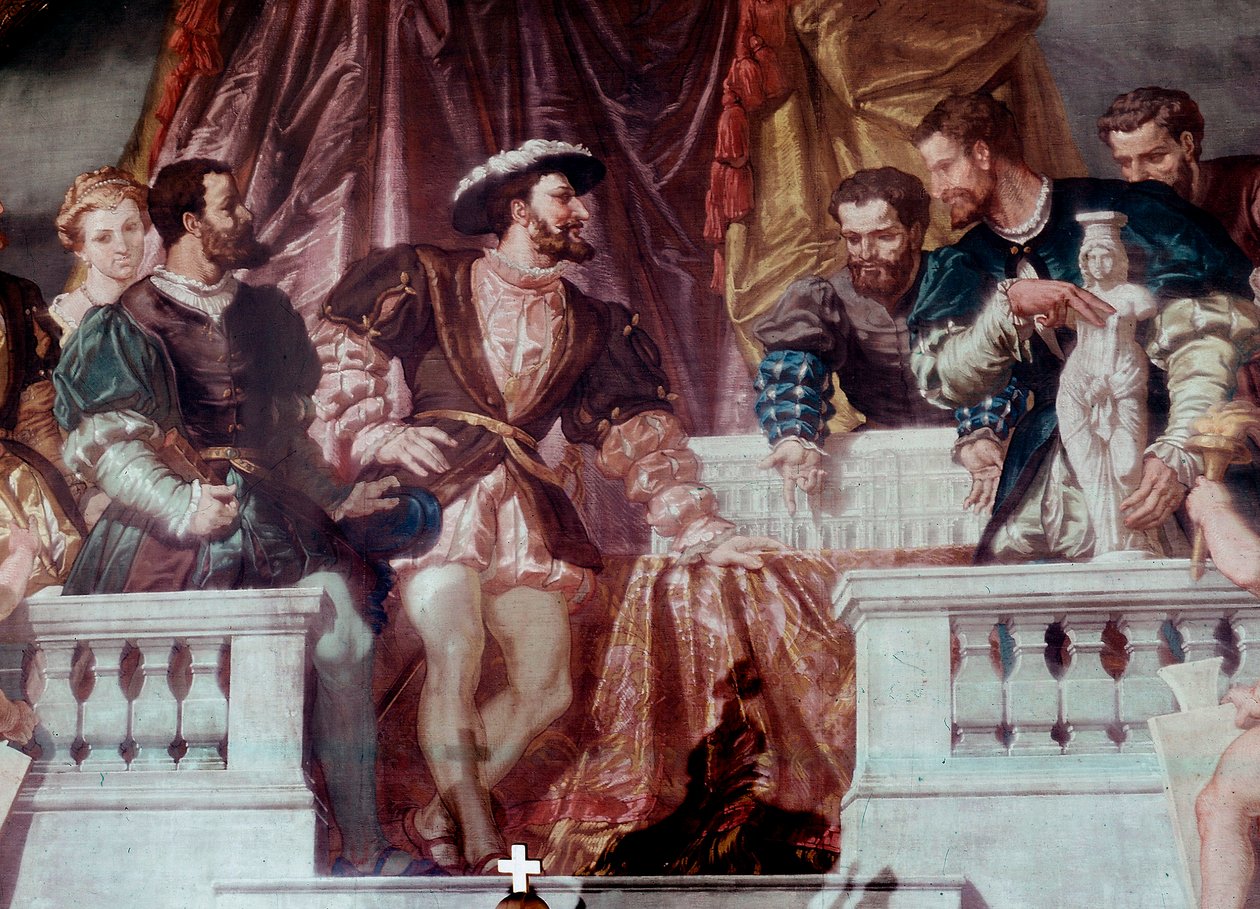 Az új Louvre terveinek bemutatása I. Francois királynak (1494-1547) I. Francois király 1546 körül fogadta Pierre Lescot építészt. III. Napóleon Grand Salon freskója a Richelieu szárnyban, Louvre, Párizs alkotó: School French