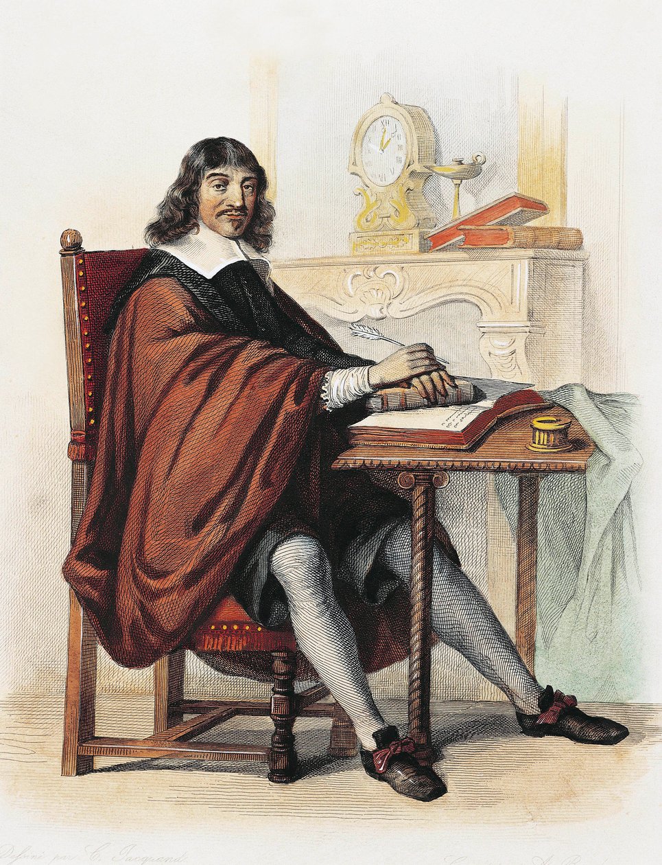 Rene Descartes (színes metszet) alkotó: School French