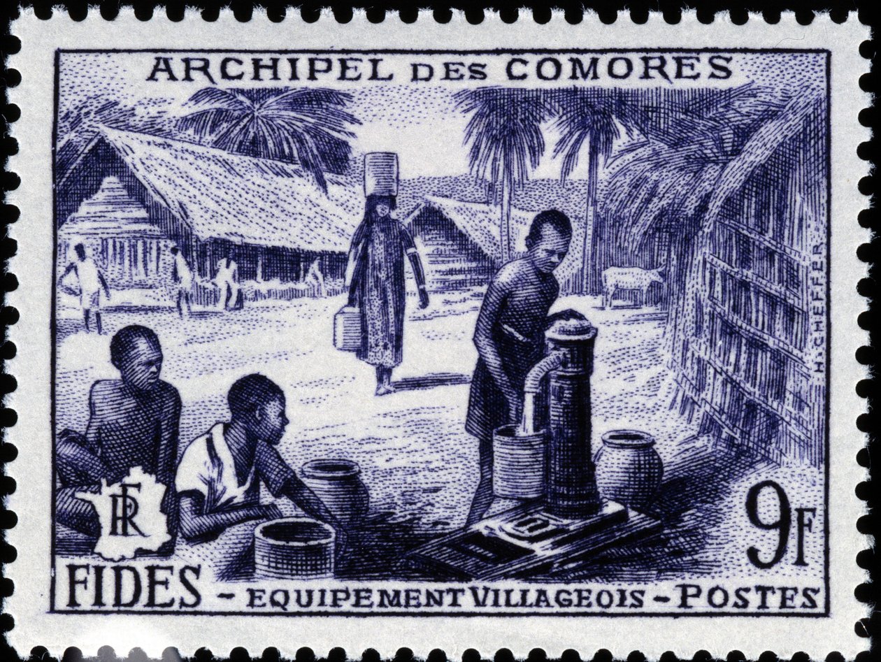 Comore-szigetek bélyegzője alkotó: School French