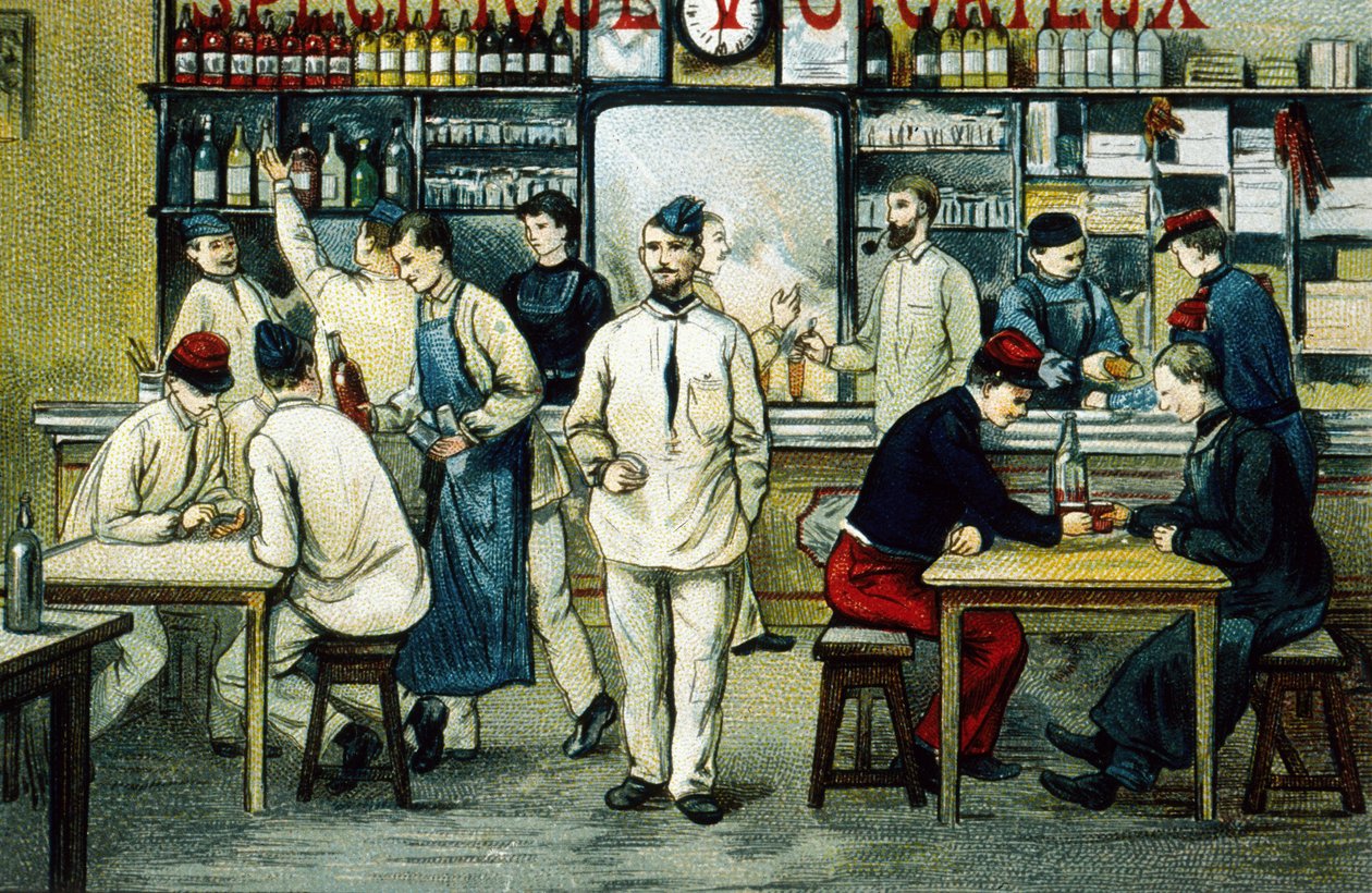 A kantin (színes gravírozás) alkotó: School French