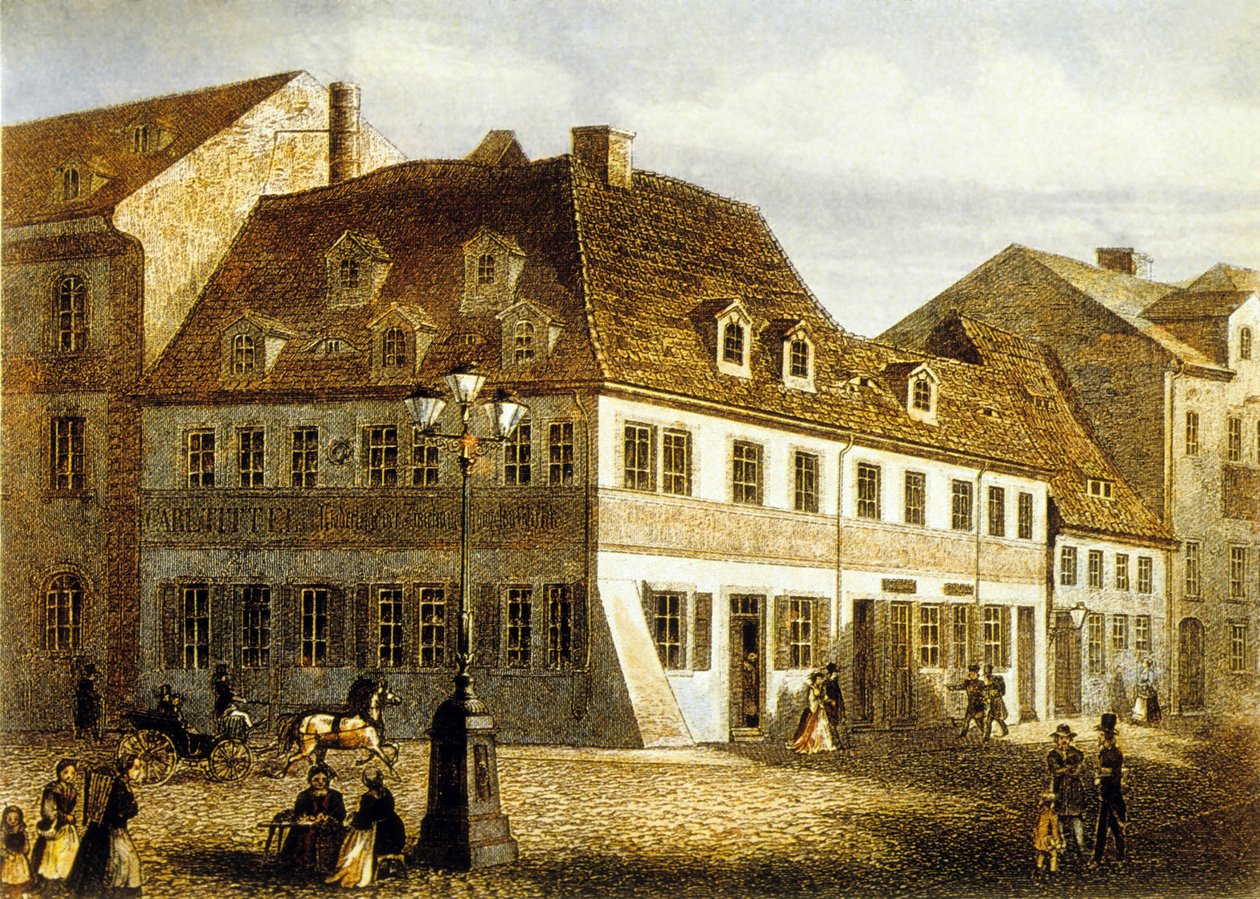 Robert Schumann zeneszerző születési helye Zwickauban, Szászországban (színes metszet) alkotó: School German