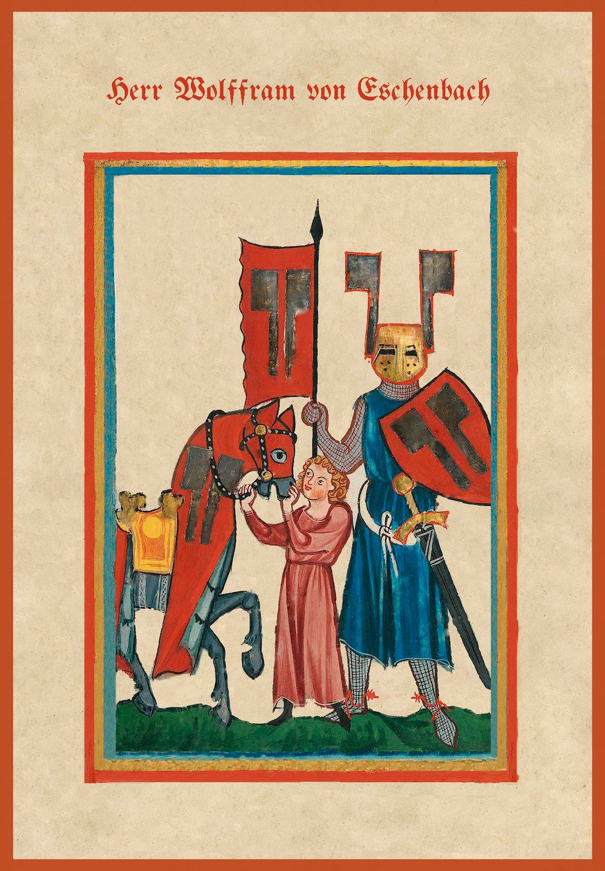 Illusztráció Wolfram von Eschenbach "Parzival" című művéből (pergamen) alkotó: School German