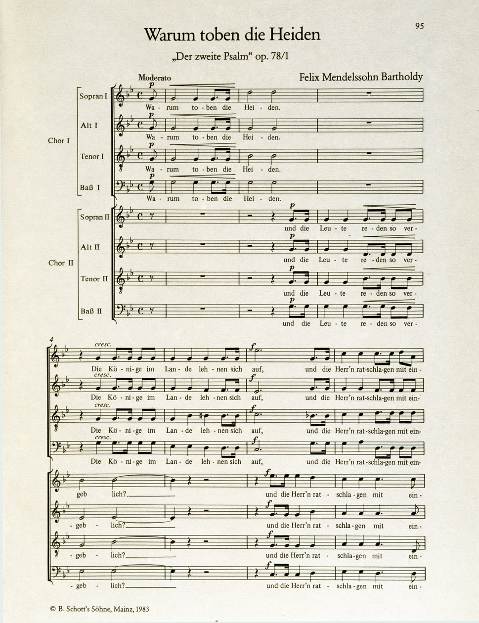 "Miért tombolnak a pogányok" második zsoltár, op.38, Felix Mendelssohn (litho) alkotó: School German