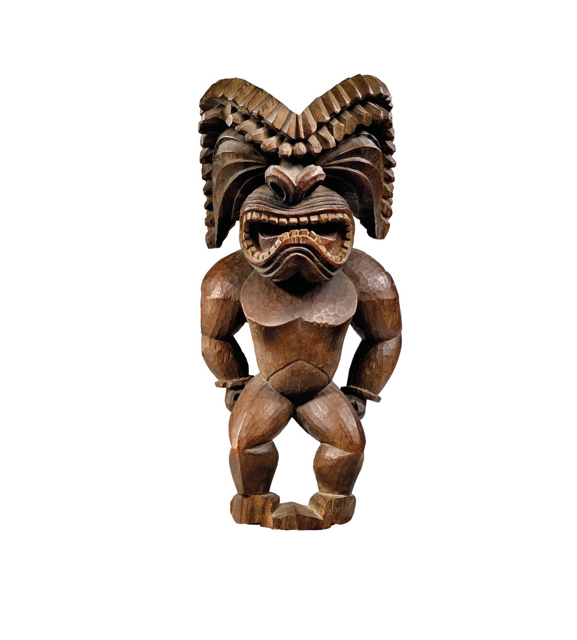 Hawaii figura, kona stílusú, a háború istenét jelképező ku ka ’ili moku, 1780-1820 körül (fa) alkotó: School Hawaiian