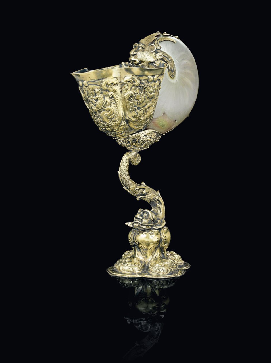 Mounted nautilus cup, Nagyszeben, mid 17th century (shell & silver-gilt) alkotó: School Hungarian