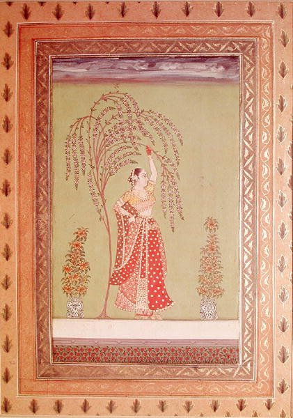 Egy nő a fa alatt (gouache, papír) alkotó: School Indian