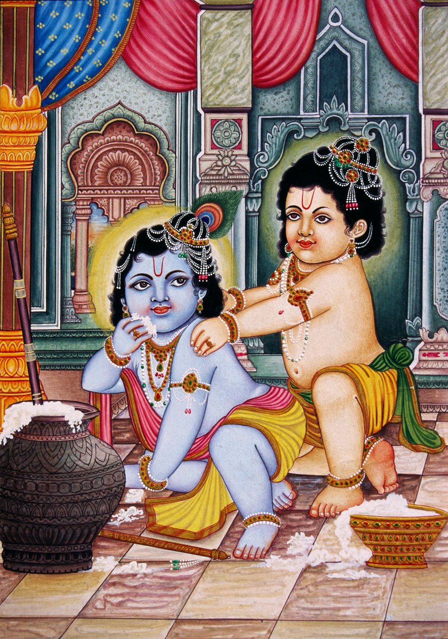 Bal Krishna Balram miniatűr festmény papírra alkotó: School Indian
