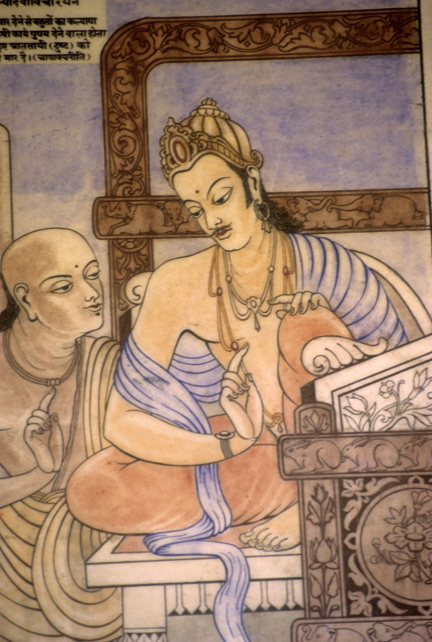 Chankaya és Chandragupta király (akvarell és gouache) alkotó: School Indian