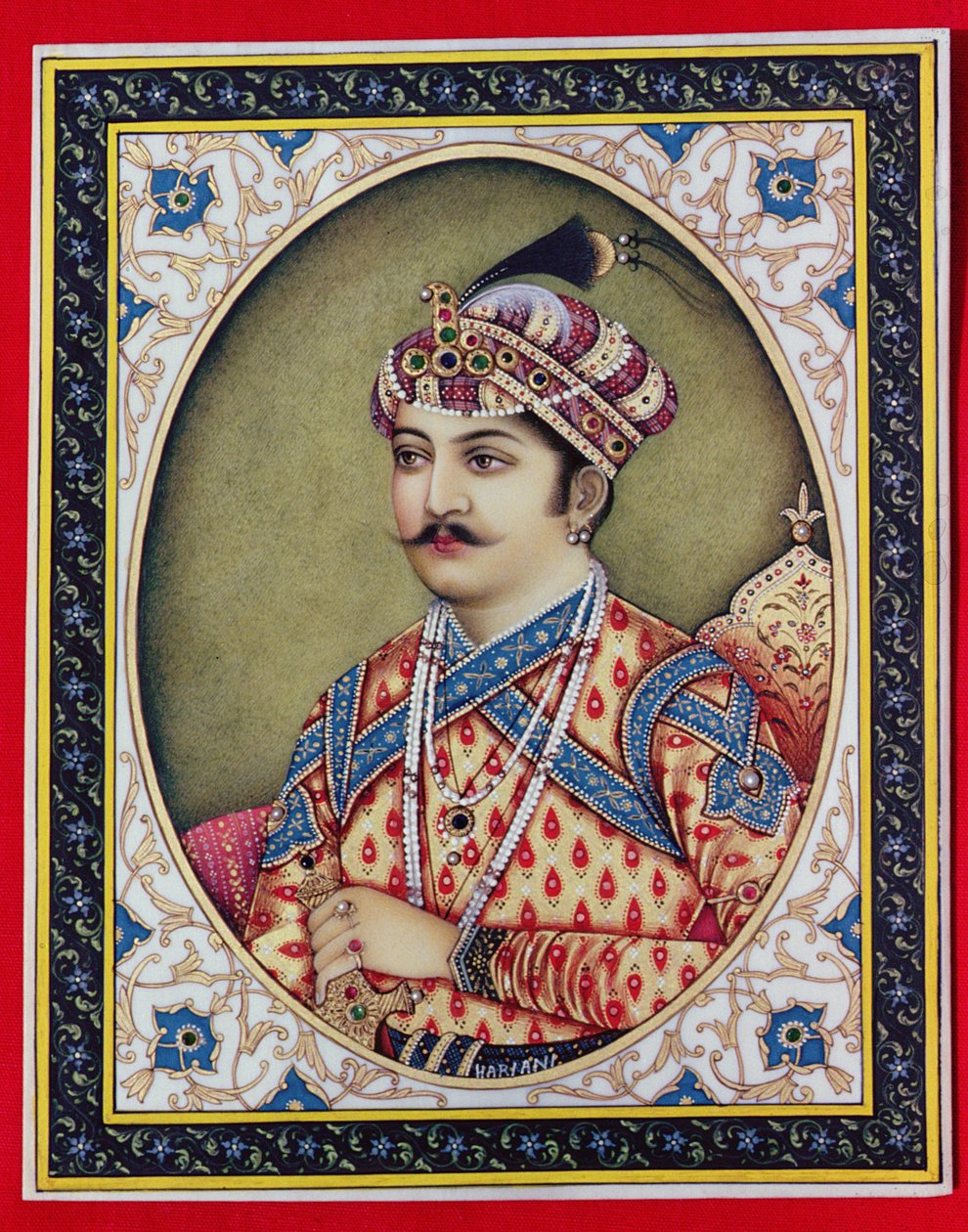 Muhammad Akbar császár (1542-1605) (gouache és akvarell, elefántcsont) alkotó: School Indian