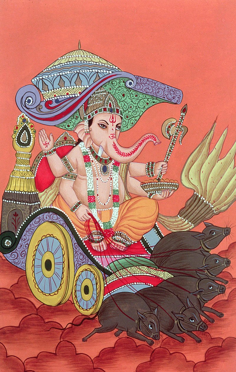 Ganesh, az elefánt isten (gouache, papír) alkotó: School Indian