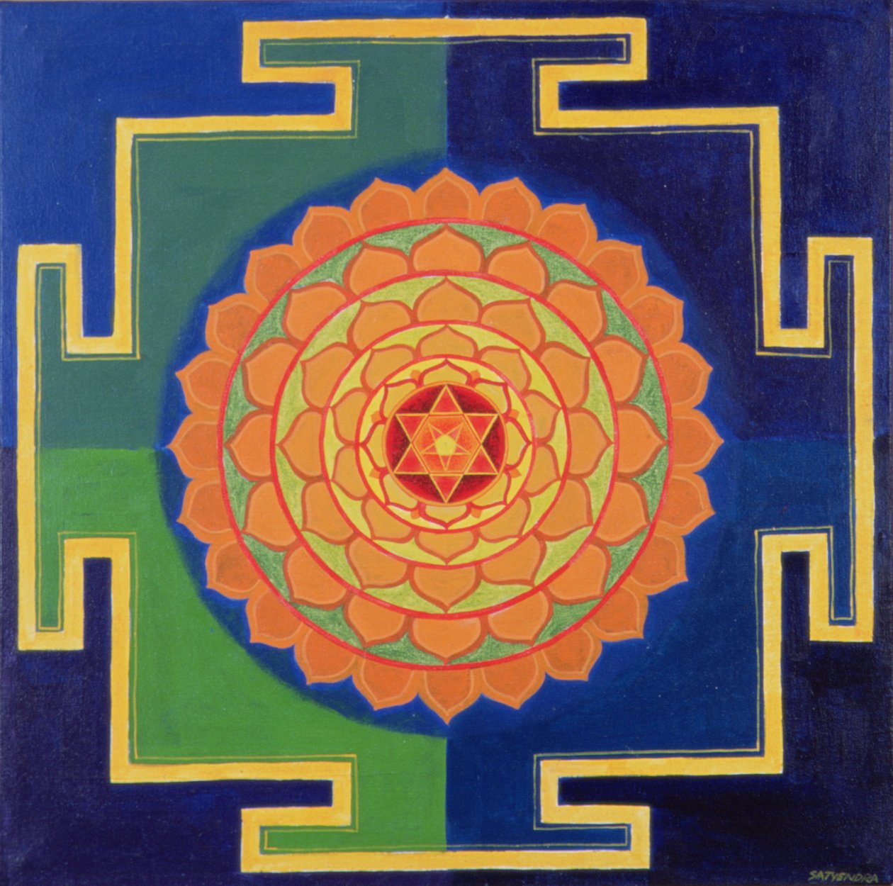 Gayatri Yantra rajz (pigment, tábla) alkotó: School Indian