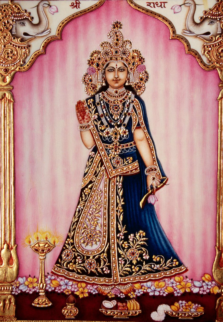 Radha Istennő miniatűr festmény elefántcsontra alkotó: School Indian