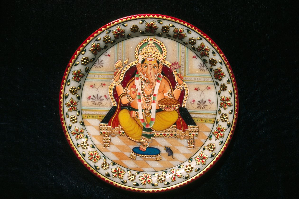 Lord Ganesh Ganpati miniatűr festmény papírra alkotó: School Indian